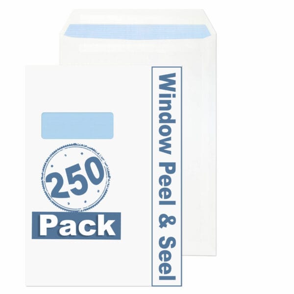 c4 indigo white window peel & seal pocket envelopes pack of 250