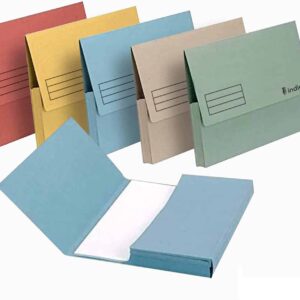 indigo&reg; premium a4 document wallet half flap 285gsm capacity 32mm (green, pack of 50)