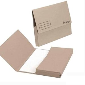 indigo&reg; premium a4 document wallet half flap 285gsm capacity 32mm (assorted, pack of 50)
