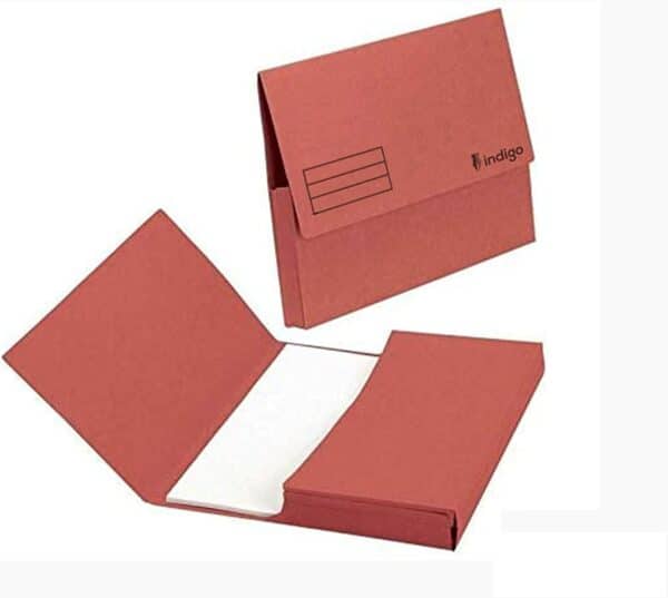 indigo® premium a4 document wallet half flap 285gsm capacity 32mm (red, pack of 50)