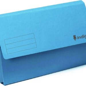 indigo&reg; premium foolscap document wallet half flap 285gsm capacity 32mm (assorted, pack of 50)