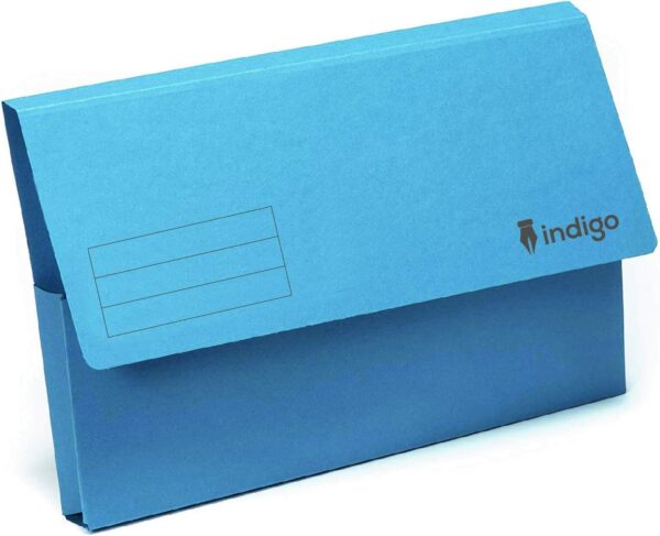 indigo® premium foolscap document wallet half flap 285gsm capacity 32mm (assorted, pack of 50)