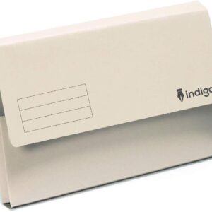 indigo&reg; premium foolscap document wallet half flap 285gsm capacity 32mm (assorted, pack of 50)