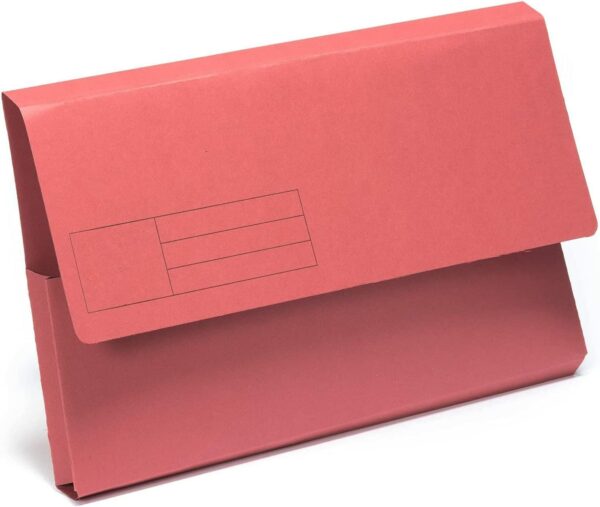 indigo® premium foolscap document wallet half flap 285gsm capacity 32mm (red, pack of 50)