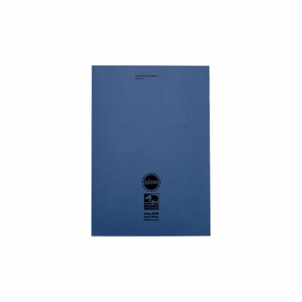 rhino a4 80 page exercise book ruled with 8mm feints and a margin (dark blue cover)