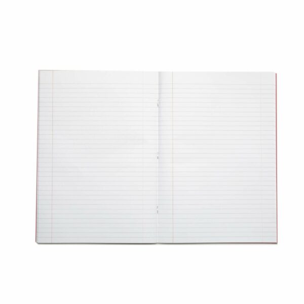 rhino a4 80 page exercise book ruled with 8mm feints and a margin (red cover) pack of 5