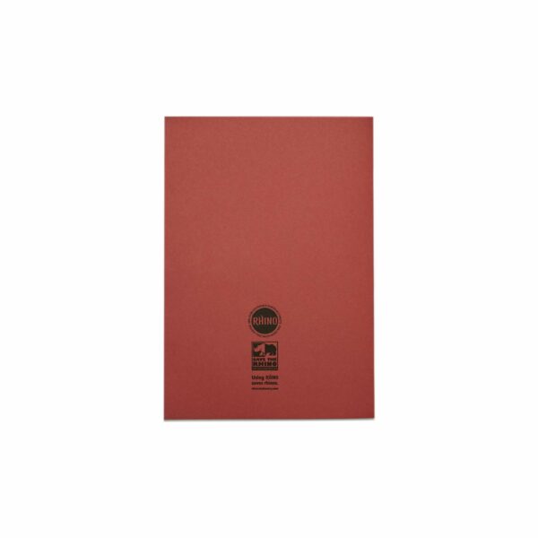 rhino a4 80 page exercise book ruled with 8mm feints and a margin (red cover) pack of 5