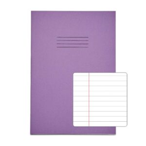 rhino a4 80 page exercise book ruled with 8mm feints and a margin (purple cover)