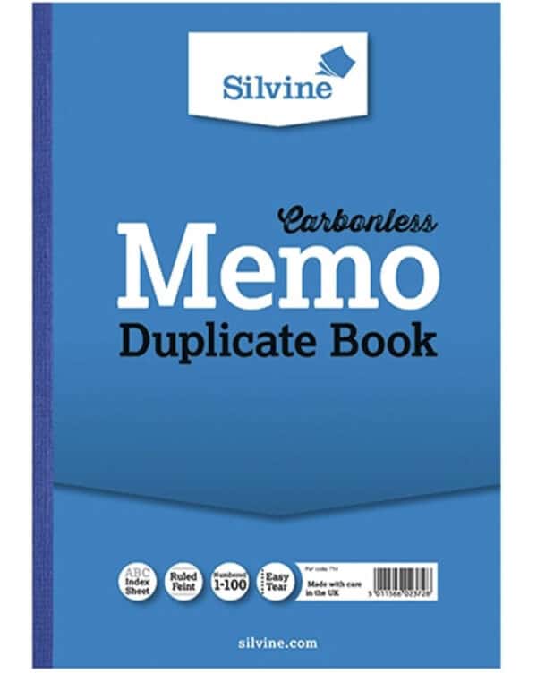 Silvine Duplicate Memo Book 254x203mm