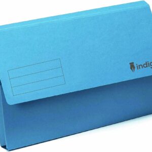 indigo® premium foolscap document wallet half flap 250gsm capacity 32mm (blue, pack of 10)