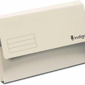 indigo® premium foolscap document wallet half flap 250gsm capacity 32mm (buff, pack of 10)