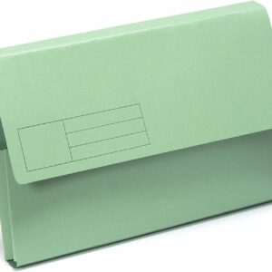 indigo® premium foolscap document wallet half flap 250gsm capacity 32mm (green, pack of 10)