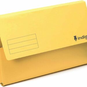 indigo® premium foolscap document wallet half flap 250gsm capacity 32mm (yellow, pack of 10)