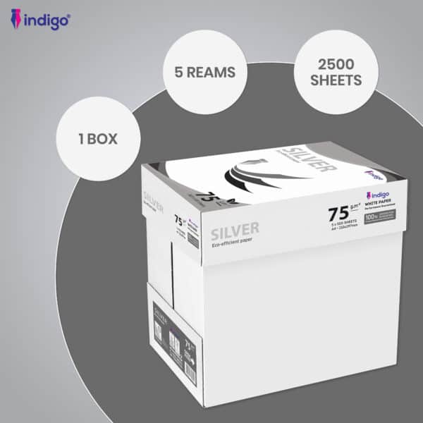 indigo box of a4 paper office white printer copier paper 5 reams of 500 (75 80gsm) multifunction laser inkjet paper ( 5 reams ) 40 boxes