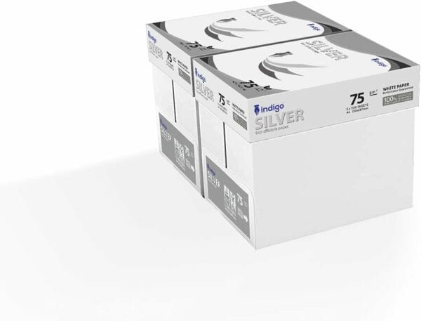 indigo box of a4 paper office white printer copier paper 5 reams of 500 (75 80gsm) multifunction laser inkjet paper (10 reams) 2 boxes