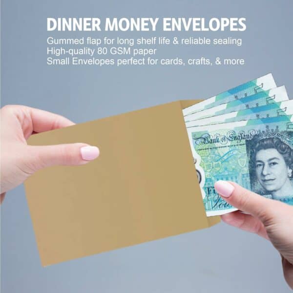 80gsm manilla printed dinner money envelopes pack of 50