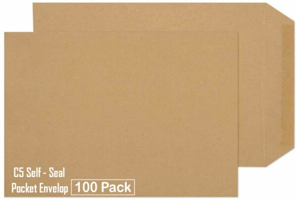 c5 indigo manilla self seal pocket envelopes pack of 100