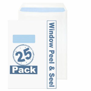 c4 indigo white window peel & seal pocket envelopes pack of 25