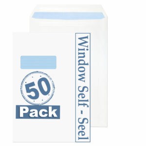 c4 indigo white window self seal pocket envelopes pack of 50