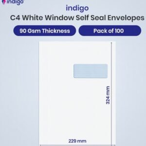 c4 indigo white window self seal pocket envelopes pack of 100