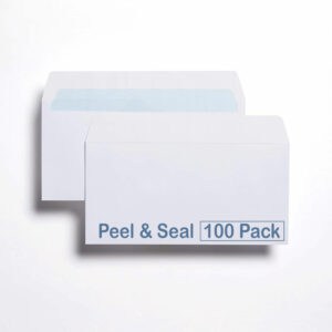 100gsm indigo dl white peel & seal envelopes 100 pack