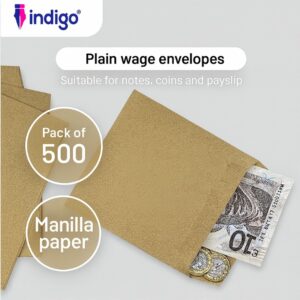 indigo manilla plain wage envelopes 80gsm pack of 500