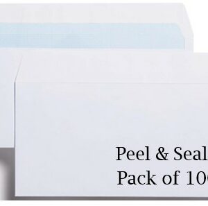 100gsm indigo dl white peel & seal envelopes 100 pack