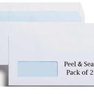 100gsm indigo dl white window peel & seal envelopes 25 pack