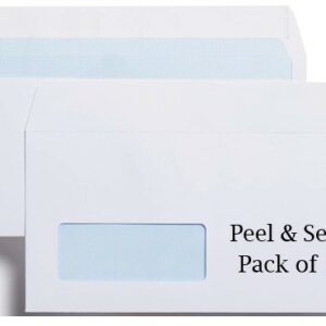100gsm indigo dl white window peel & seal envelopes 50 pack