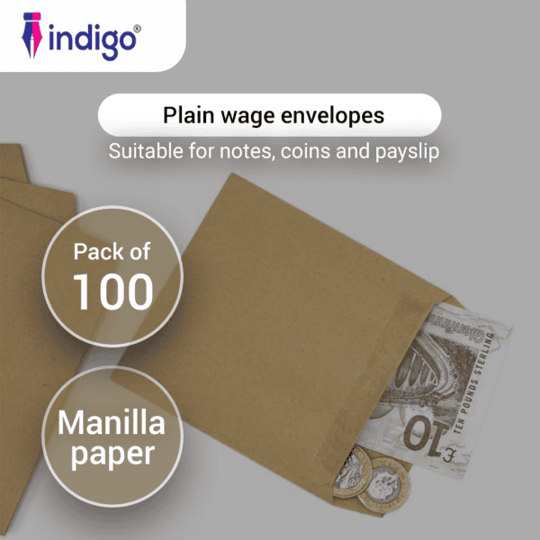 indigo manilla plain wage envelopes 80gsm pack of 100