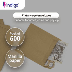 indigo manilla plain wage envelopes 80gsm pack of 500