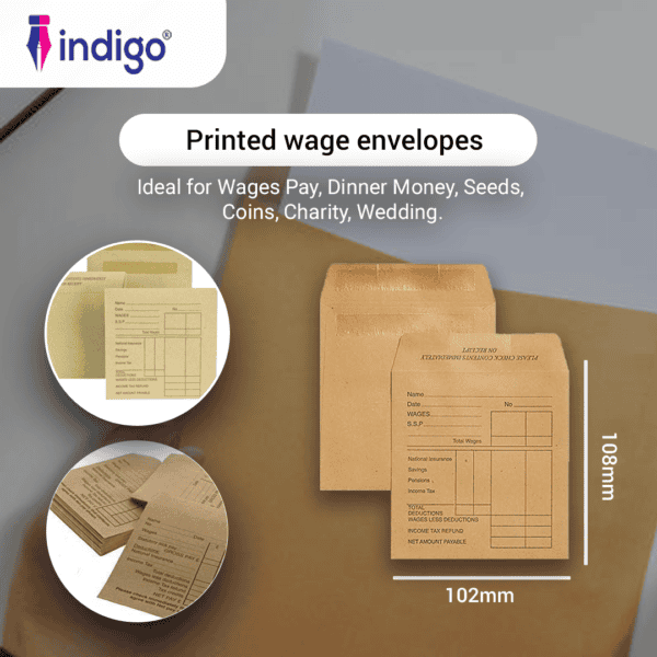 80gsm manilla printed wage envelopes pack of 50