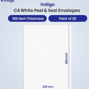 c4 indigo white peel & seal pocket envelopes pack of 25