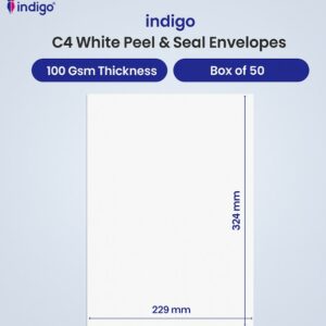 c4 indigo white peel & seal pocket envelopes pack of 50