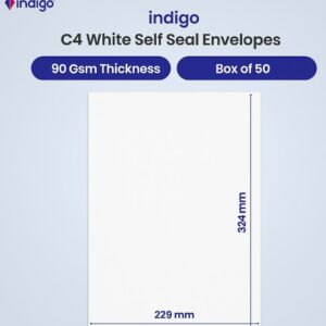 indigo c4 white self seal pocket envelopes pack of 50