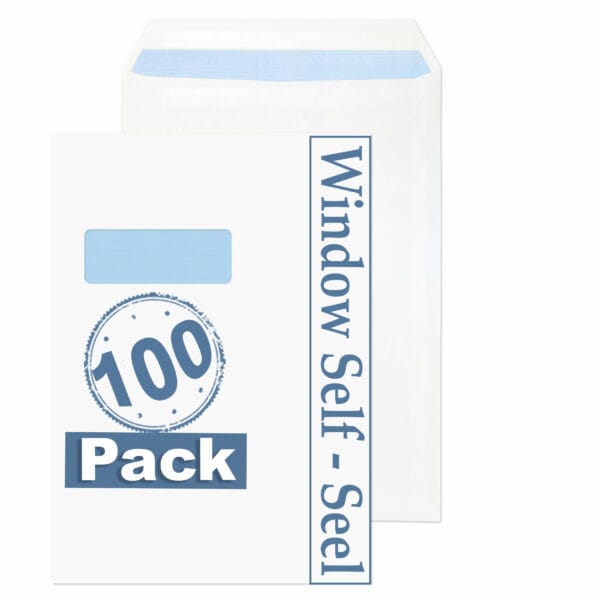 c5 indigo white window self seal wallet envelopes pack of 100