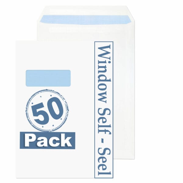 c5 indigo white window self seal wallet envelopes pack of 50