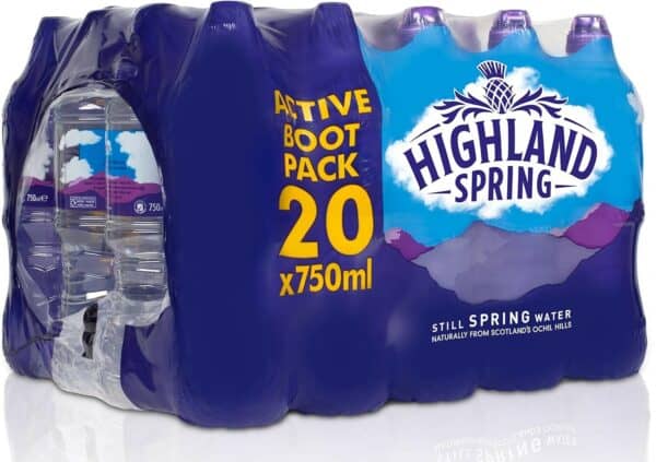 highland spring still spring water, 20 x 750ml sports