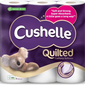 cushelle quilted toilet paper, pack of 1 9 rolls