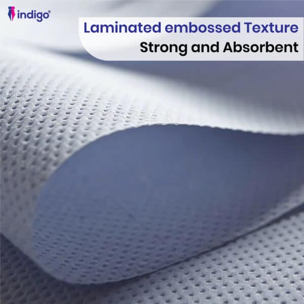 indigo® active blue centrefeed roll 2 ply laminated embossed strong wiping tissue cleaning roll home and office 300 sheets per roll, sheet width 166mm 6 rolls