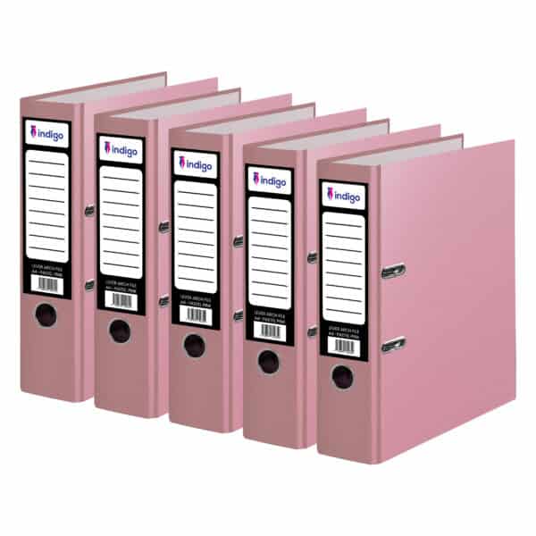 indigo® lever arch file a4 pastle pink (pack of 5)