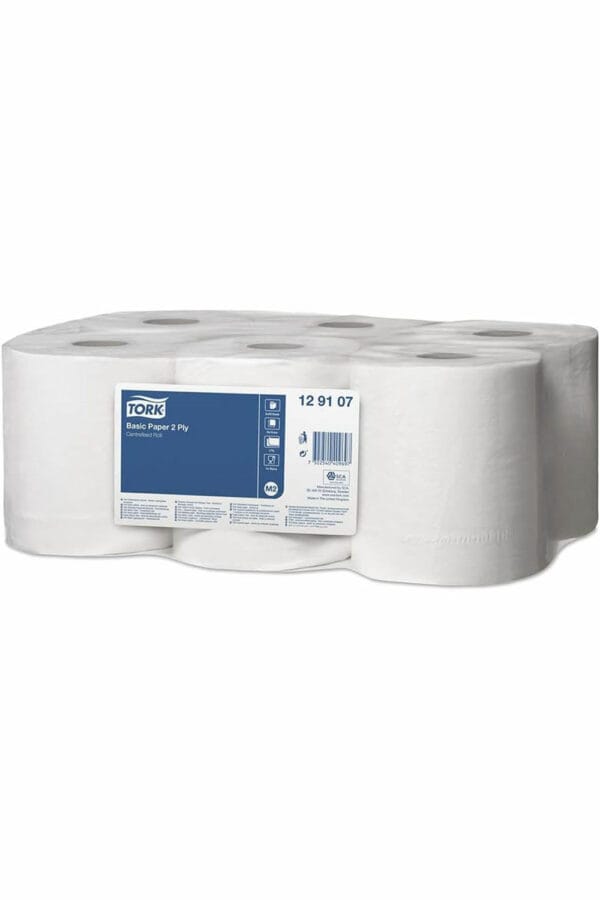 tork basic centrefeed wiping paper white m2, cost efficient paper towels, 6 x 150m