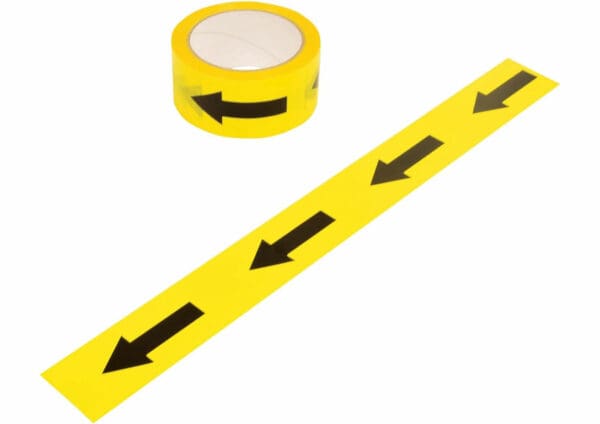 indigo® black & yellow arrow tape hazard safety floor marking tape 50mm x 33m (pack 6)