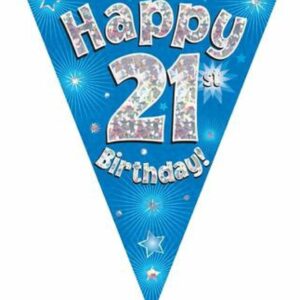 party bunting happy 40th birthday blue holographic 11 flags 3.9m