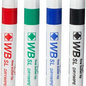 wb sl dry wipe marker with fine bullet tip assorted pack of 4