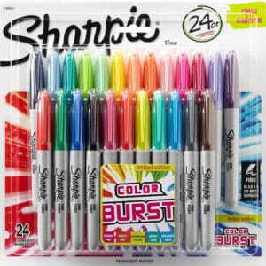 sharpie fine permanent marker colour burst pack of 24 + 1