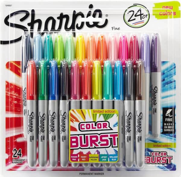 sharpie fine permanent marker colour burst pack of 24 + 1