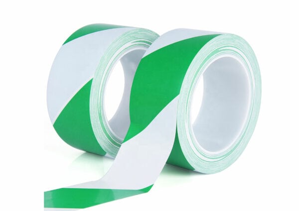 indigo® multipurpose hazard warning internal use marking tape 48mm x 33m long green and white