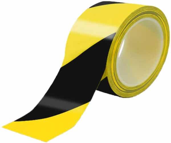 indigo® multipurpose hazard warning internal use marking tape 48mm x 33m long black and yellow (pack 6)