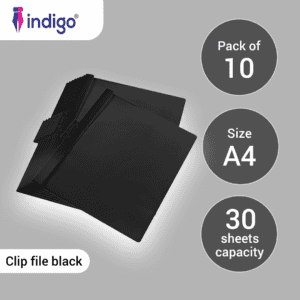 indigo® a4 clip file black 10 packs